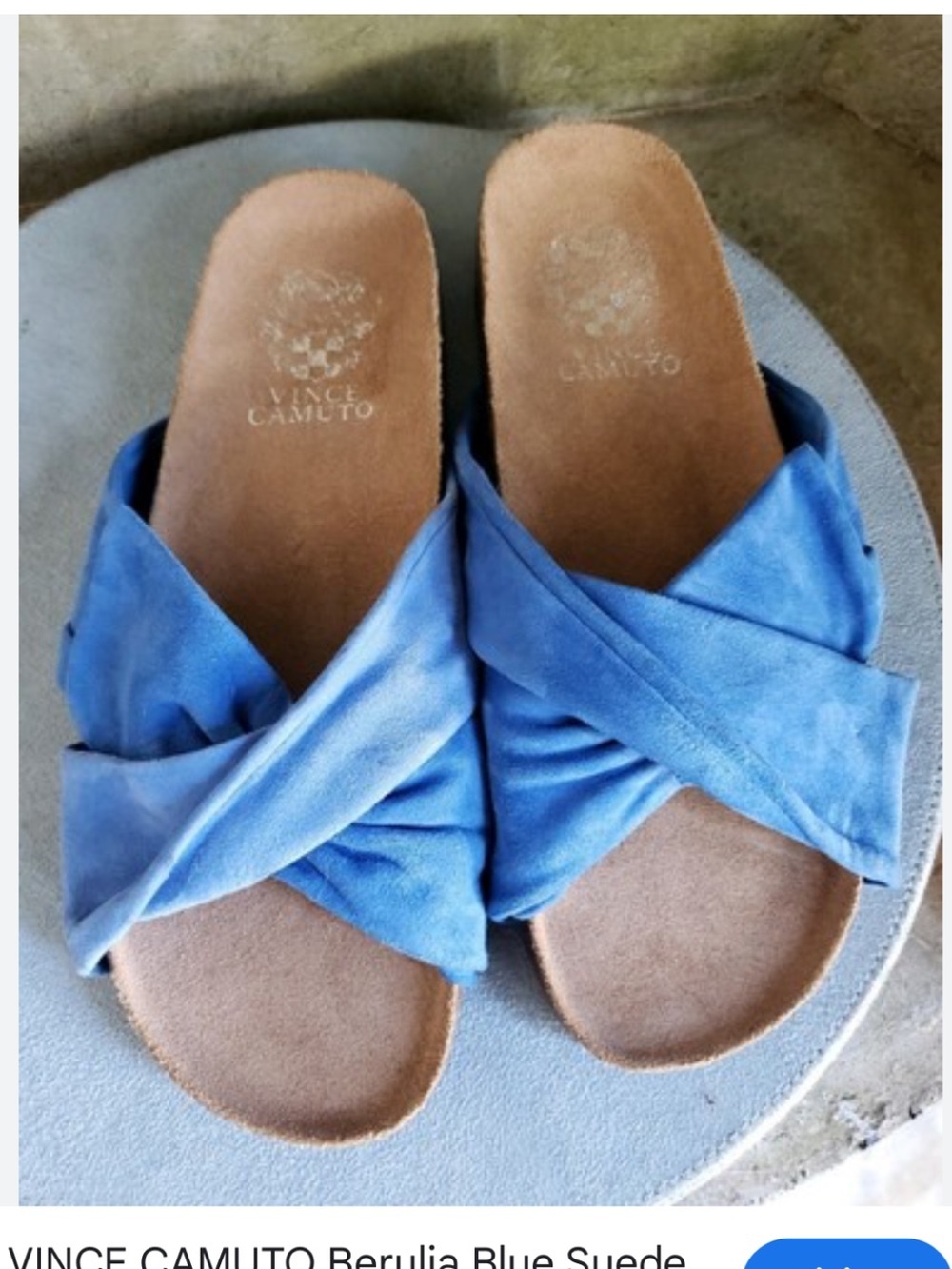 Vince Camuto Blue Suede Crisscross Slide Mules 8